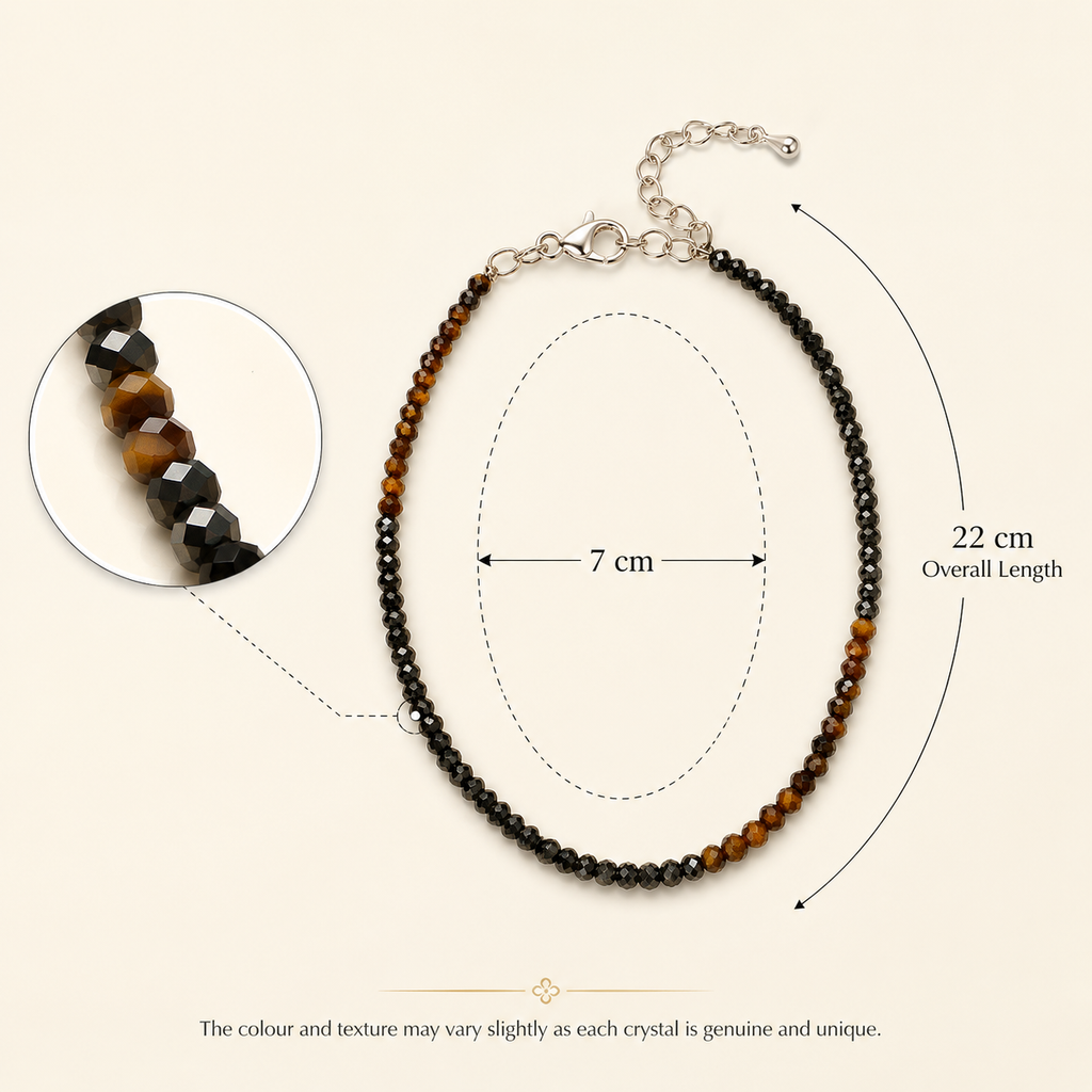 Triple Protection – Tiger Eye, Hematite & Black Obsidian Anklet
