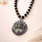 Murgan Shield - Karungali Malai With Murgan Face Pendent with Peacock