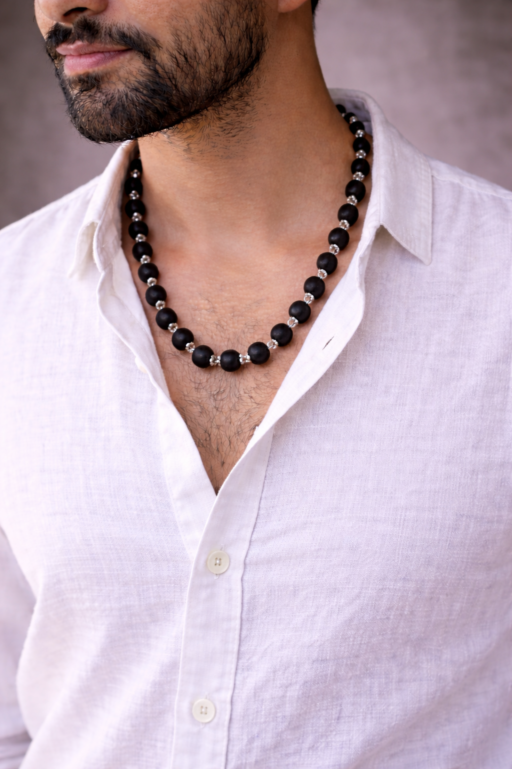 Silver Plated Karungali Mala - Ebony Wood Mala Silver plated (Govt. Certified)