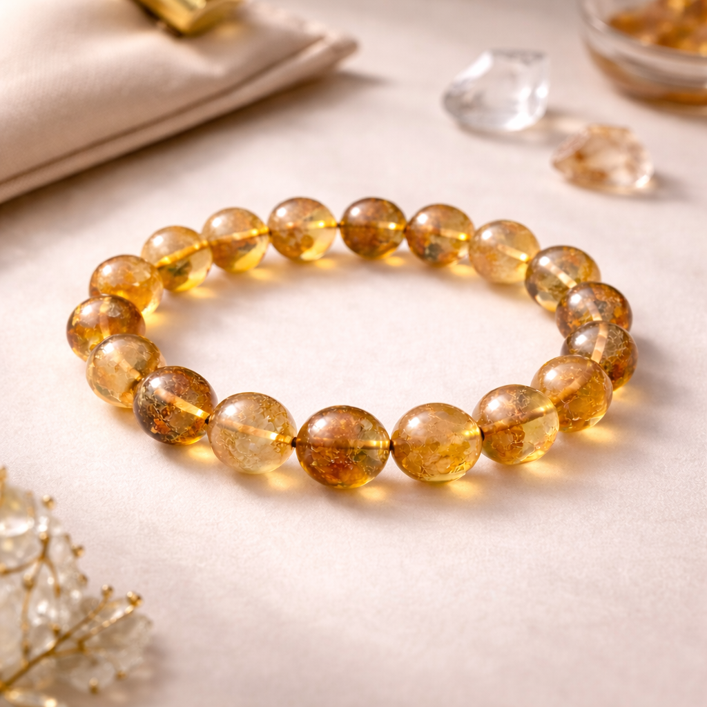 Premium Citrine Bracelet 12mm Beads - Lab Certified