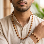 Golden Capped Rudraksha Mala & Golden Rudraksha Bracelet Combo