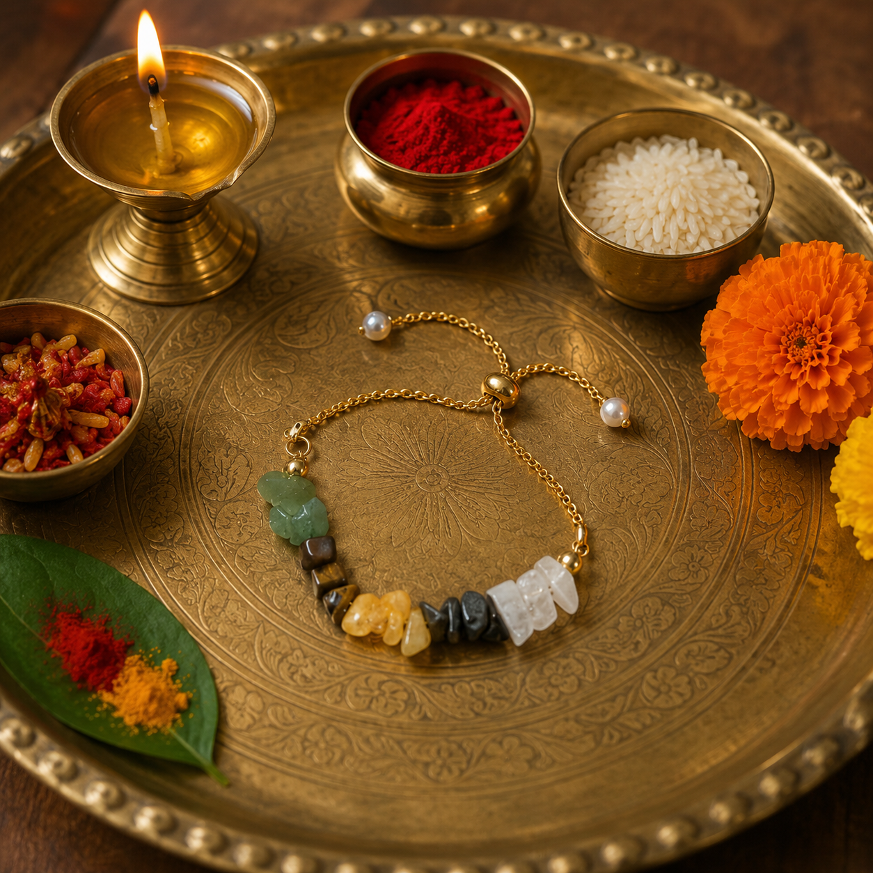 Money Magnet Splash Stone Bracelet Rakhi