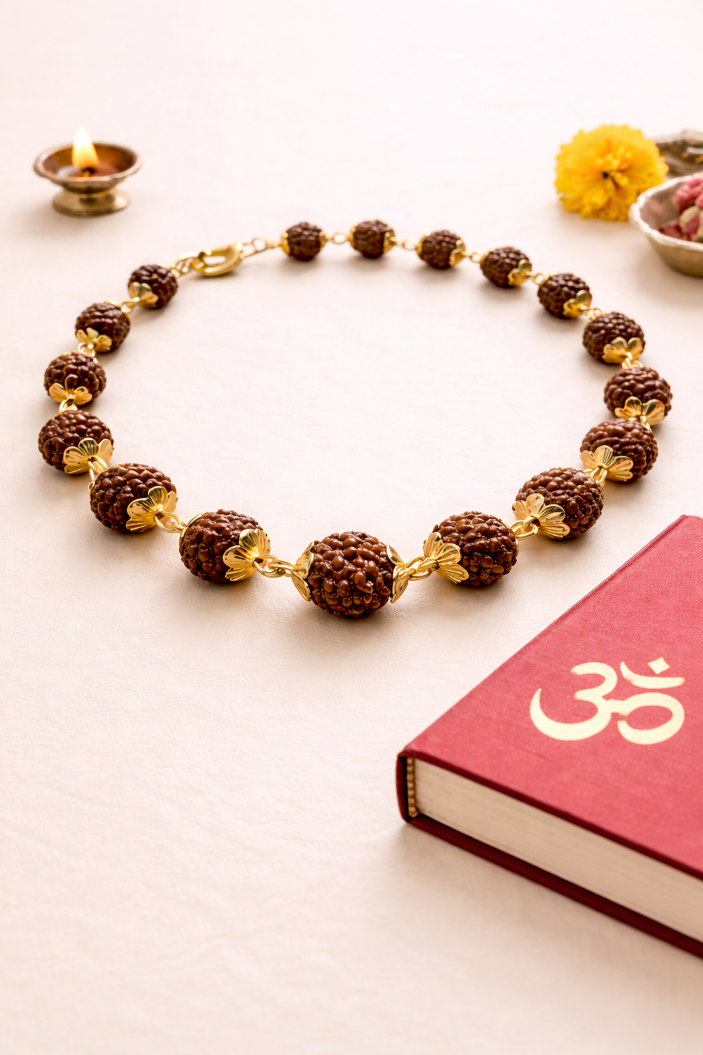 Golden Capped Rudraksha Bracelet