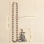 Silver Capped Karungali & Rudraksha Mala with Hanuman ji Dhyan Pendant