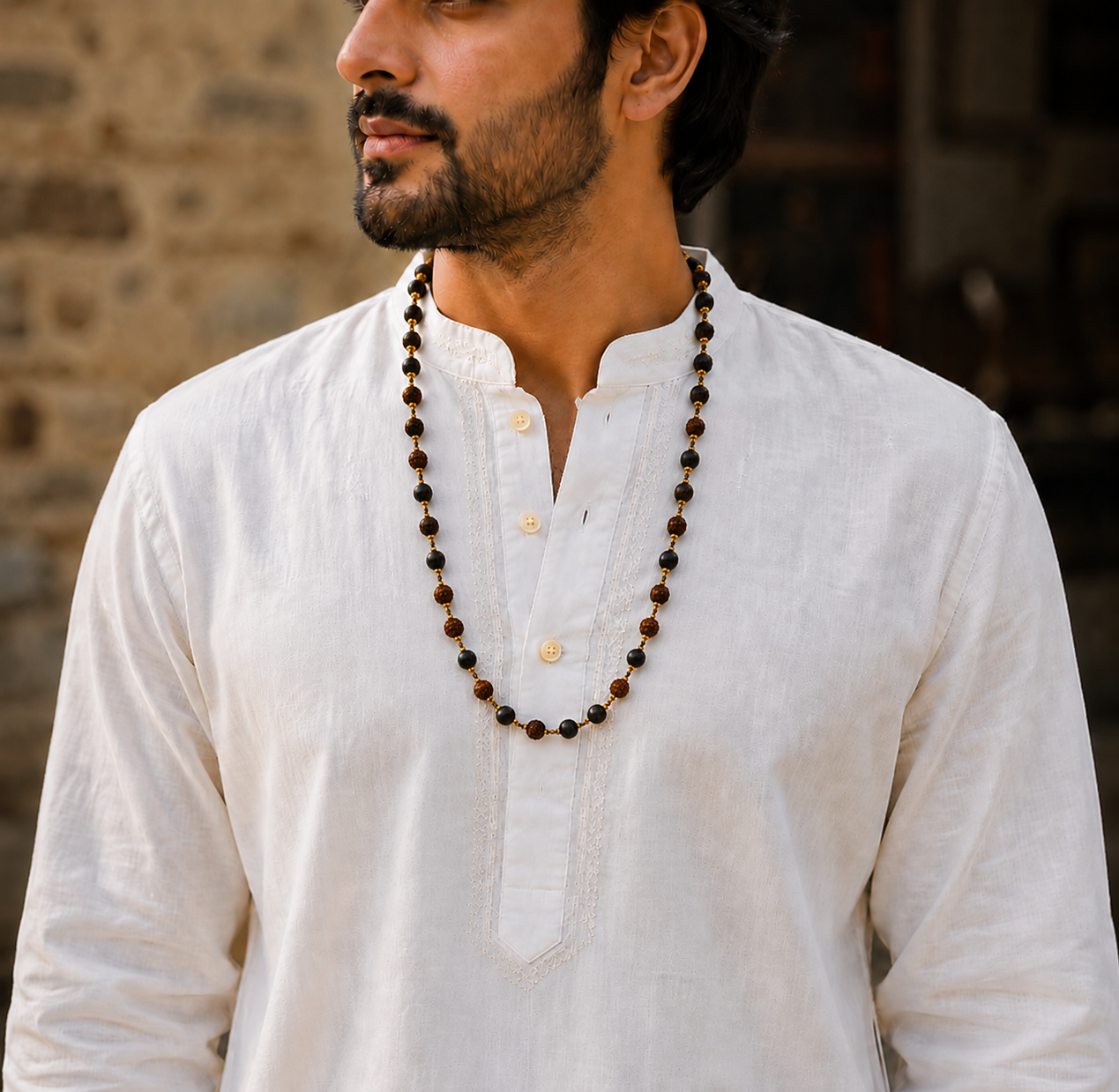Rudraksha and Karungali Gold-Capped Mala
