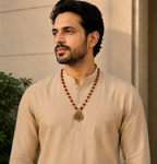 Rudraksha Gold-Capped Mala with Shiv Ji Trishul Pendant