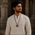 Rudrakasha Silver-Capped Mala with Shiv Ji Trishul Pendant