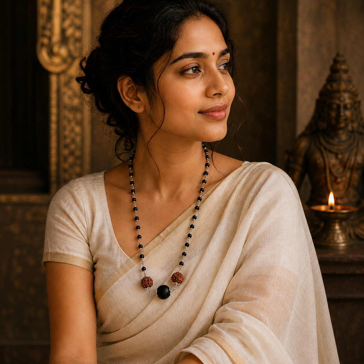 TRINETRA Kavach Mala - Rudraksha & Karungali Mala