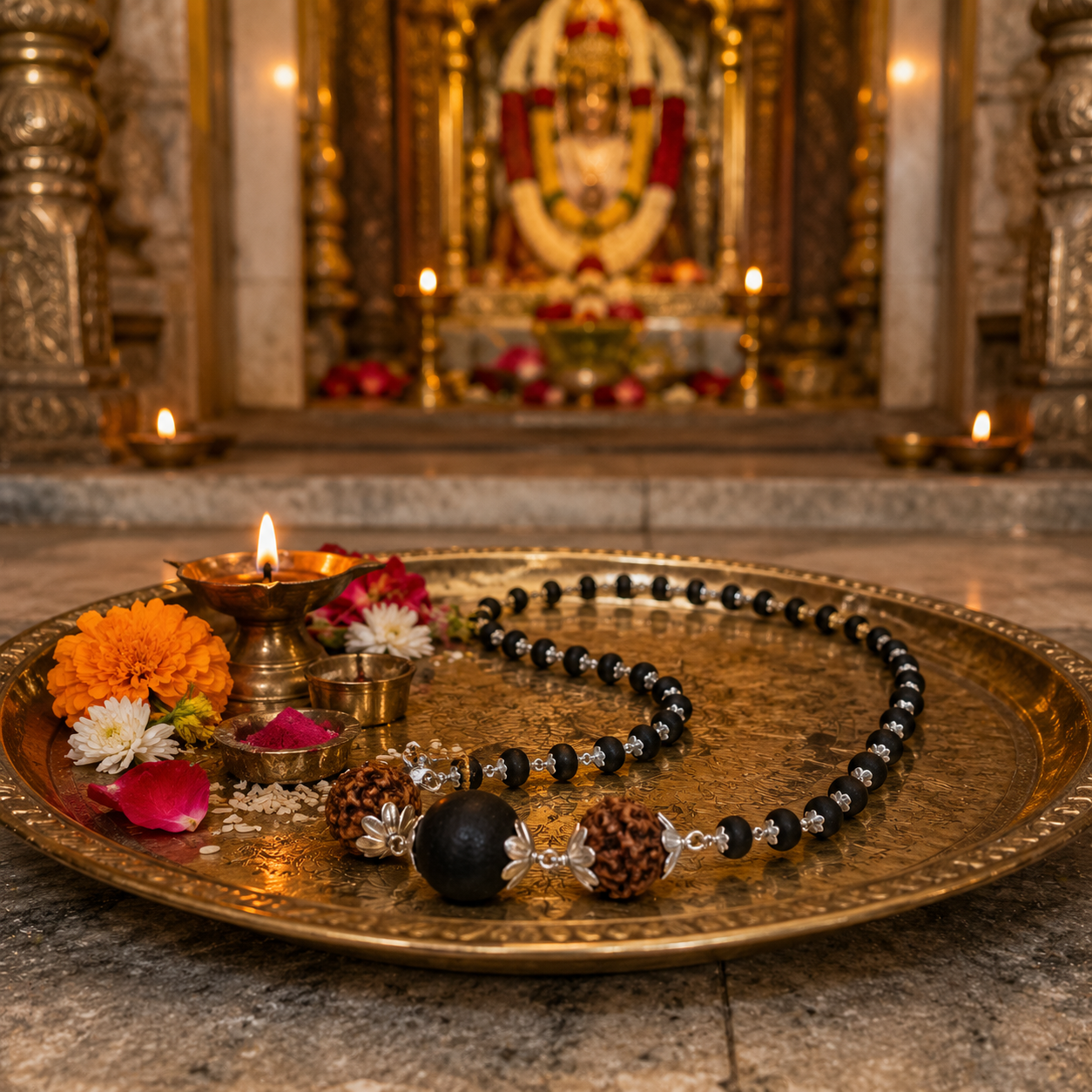 TRINETRA Kavach Mala - Rudraksha & Karungali Mala